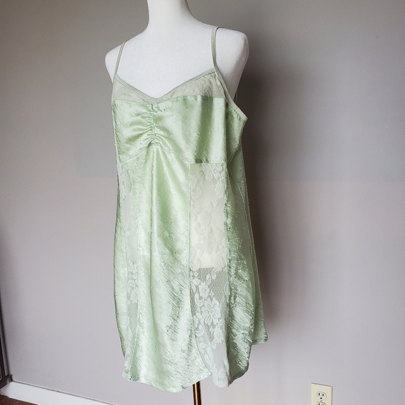 Vintage Y2K Bisou Bisou Intimates Slip Gown Dress Lace Strappy Green Size XL - Picture 5 of 11